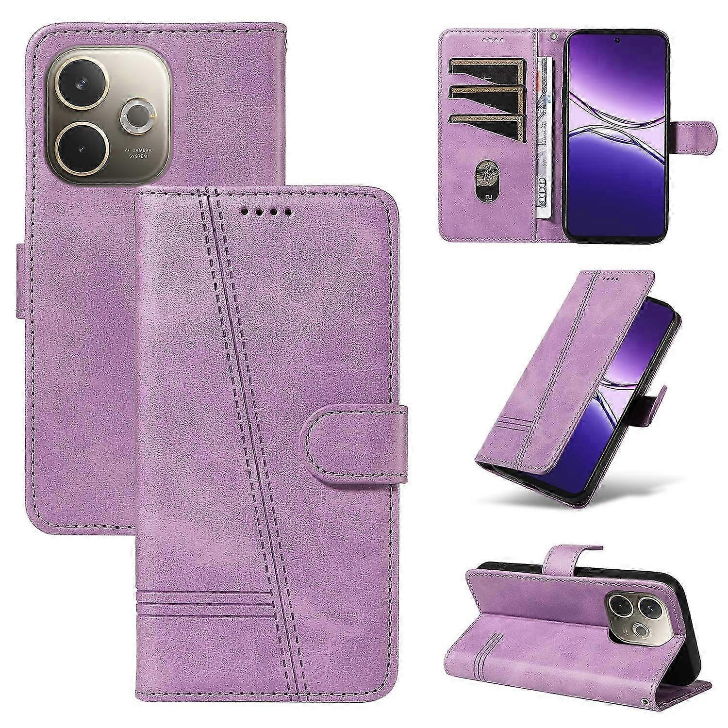 Leder-wallet-case Für Oppo A5 Pro 5g Mit Ständer, Schwarzes T-förmiges Case, Robustes Und Elegantes Design, Rundumschutz Mit Aufstellfunktion