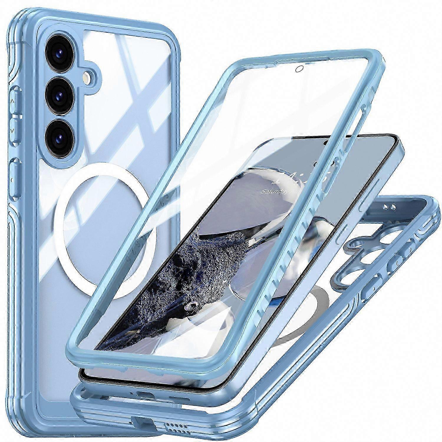 Magnetische Hülle Für Galaxy S25 Fe + Displayschutzfolie Aus Gehärtetem Glas, Schwarze Pc+tpu-hülle