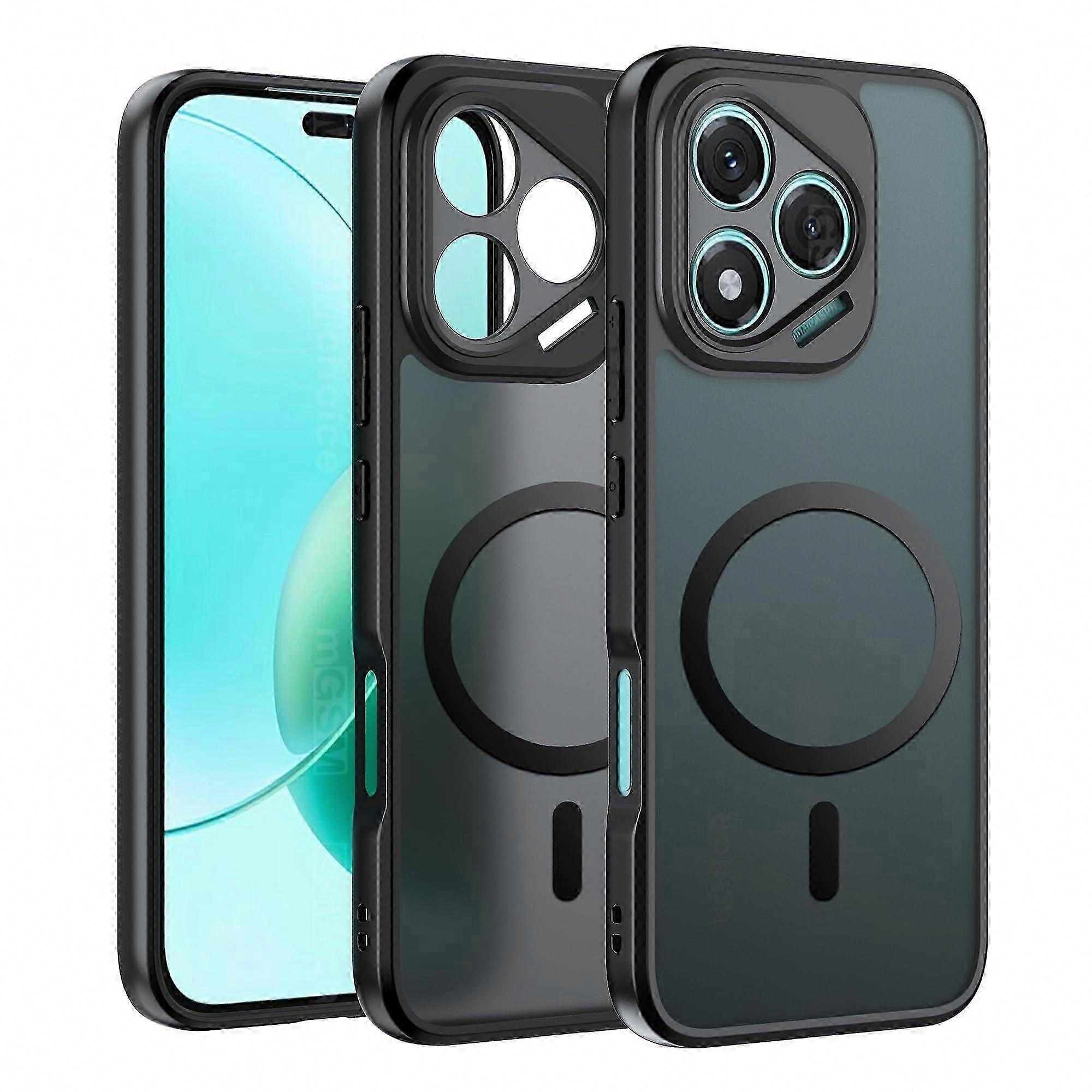 Honor 400 Lite Hülle Mit Magsafe-magneten, Schwarzes, Stoßfestes Acryl-silikon, Verstärkter Schutz, Kompatibel Mit Magnetischem Laden