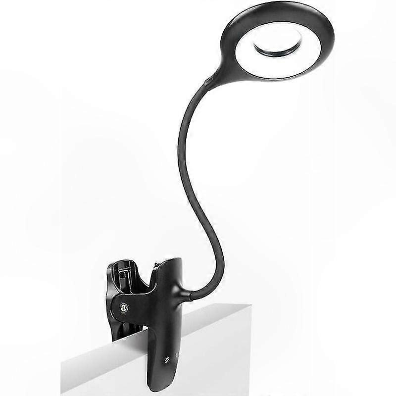 Wiederaufladbare Led-leseleuchte Mit Usb-kabel, Einstellbarer Helligkeit Und Praktischem Clip Für Bücher Und Schreibtisch – Schwarz