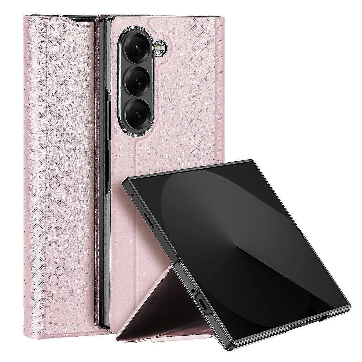 Leder- Und Pc-handyhülle Mit Integriertem Ständer Für Samsung Galaxy Z Fold7 5g, Stilvolle Schutzhülle Mit Aufstellfunktion, Kompatibel Mit Faltbaren Geräten, Klassisches Schwarz