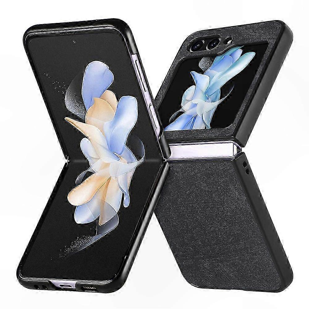 Echtlederhülle Für Galaxy Z Flip 6, Ultradünne Hülle Mit Kartenfächern, Kratzfeste Oberfläche, Schwarz, Kompatibel Mit Samsung