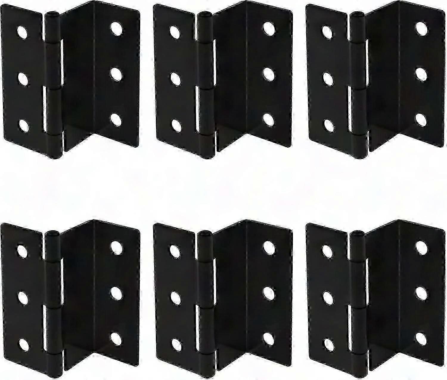 Paar Von 6 Retro-eckscharnieren Aus Stahl, 76 Mm, 1,8 Mm Dick, Für Koffer- Oder Rollladentüren, Versetztes Halbflächenmodell, Seidenmatte Schwarze Oberfläche, Antik-stil, Set Mit 6 Stück.