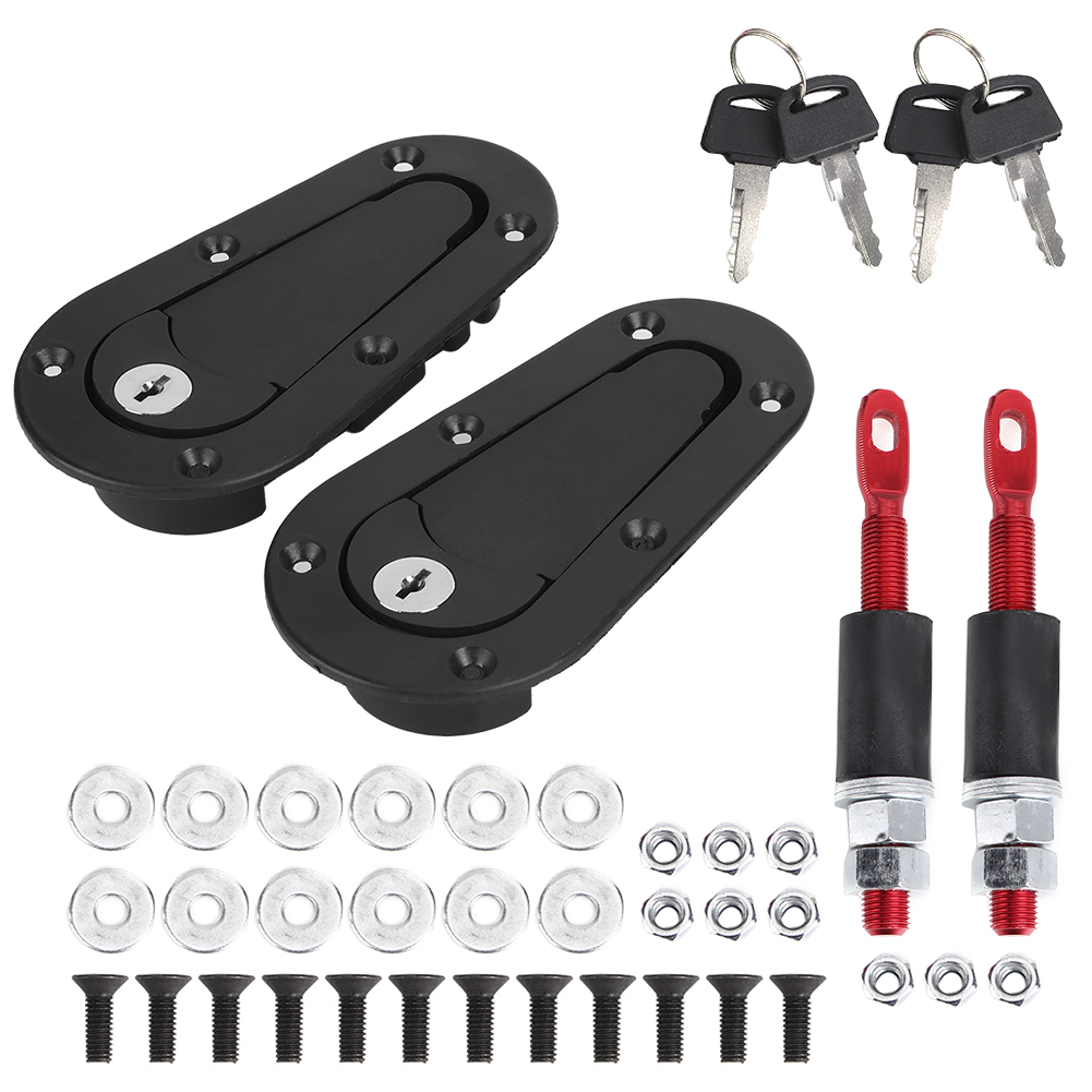 Motorhaubenverriegelungsset Aus Kohlefaser Für Rennwagen, Universeller Sicherheitsstift Mit Schlüsseln, Schwarz