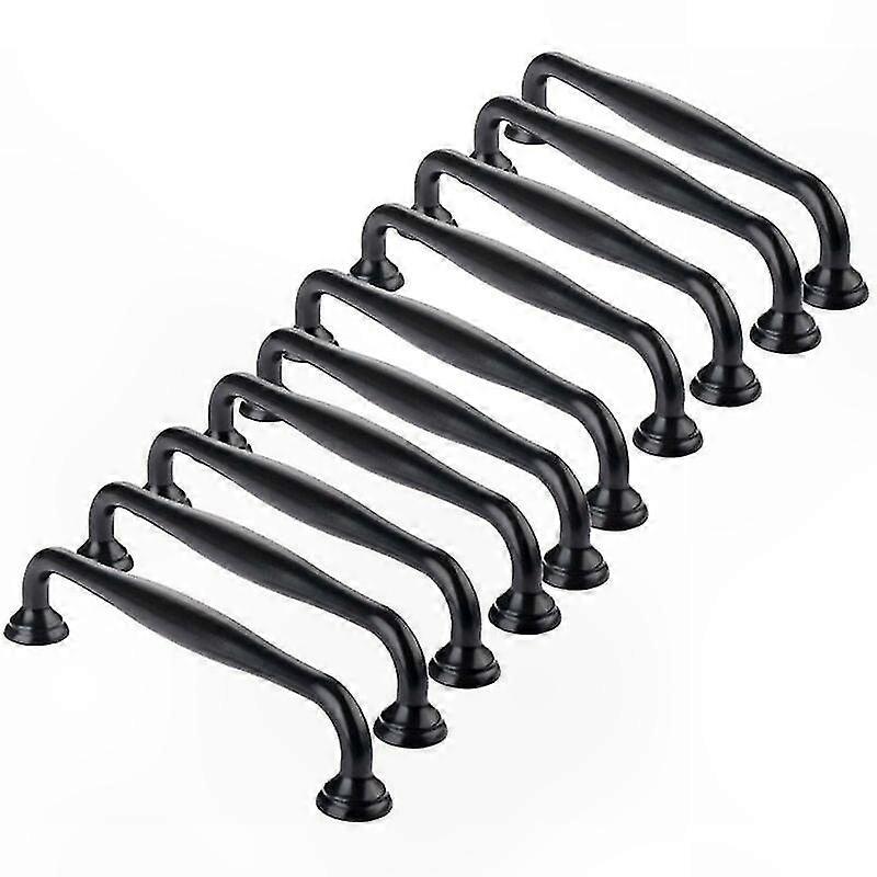 Set Mit 10 Schwarzen Möbelgriffen Für Küchen- Und Schlafzimmerschubladen, 96 Mm Lochabstand, Moderne Ausführung