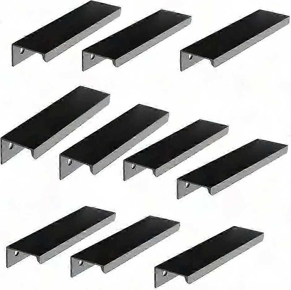 Set Mit 10 Schwarzen Möbelgriffen, Unsichtbare Griffe Aus Aluminiumlegierung, Matte Oberfläche, Für Küchen Und Schränke, Ce-kennzeichnung, Dezente Beschläge