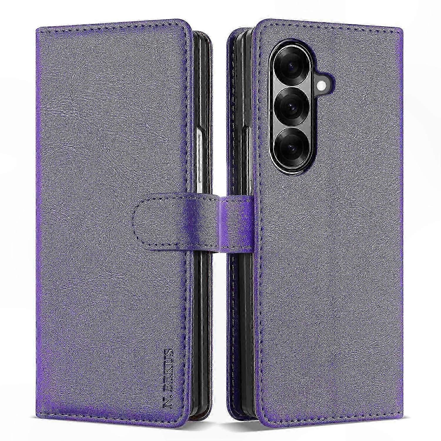 Galaxy Z Fold7 5g Hülle, Brieftaschenhülle Aus Pu-leder Mit Ständer, Stoßfester Schutz, Betrachtungsständer, Schwarz
