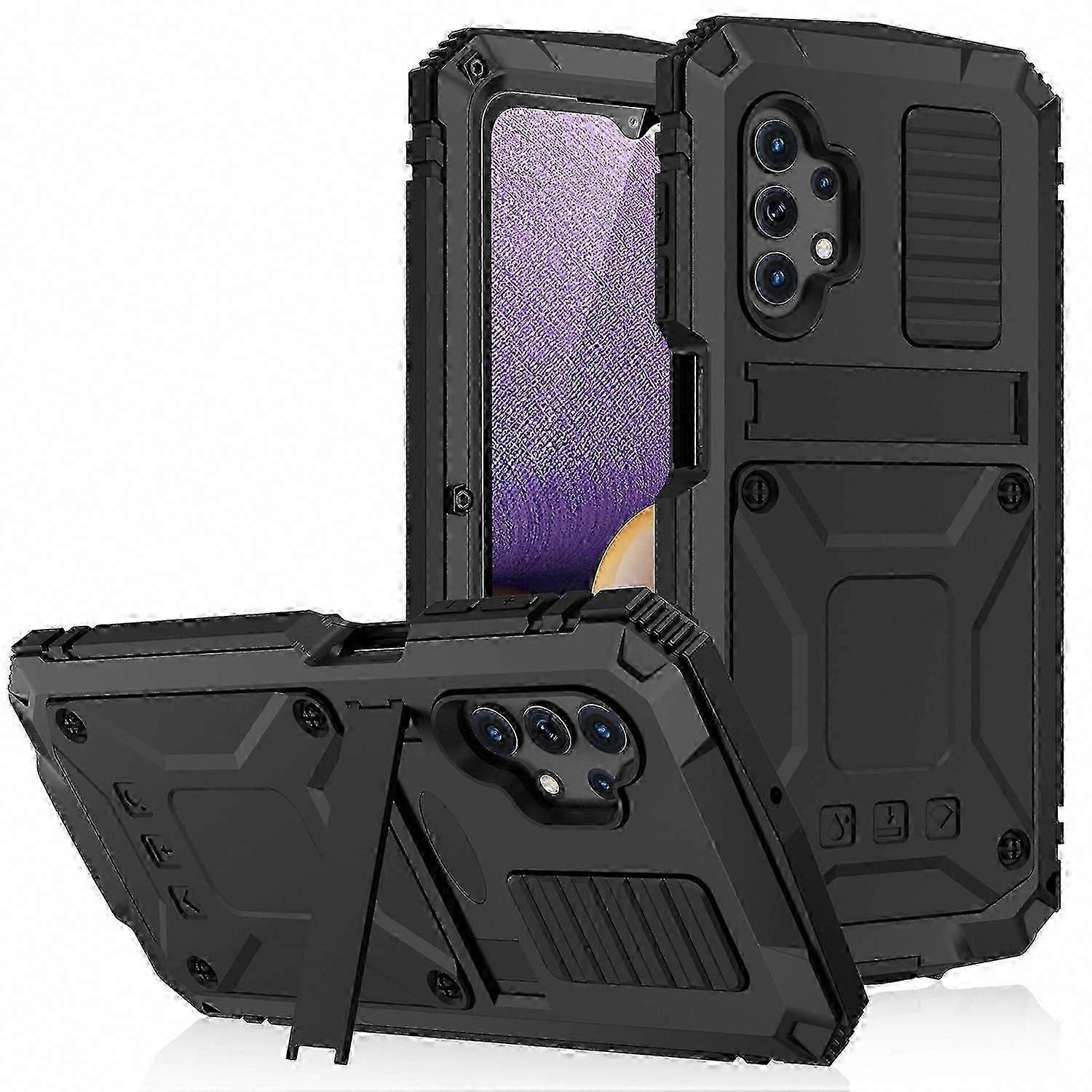 Robuste Schutzhülle Aus Metall Und Silikon, Wasserdicht, Stoßfest Und Staubdicht, Mit Integriertem Ständer, Kompatibel Mit Galaxy A32 5g / M32 5g, Farbe: Schwarz.