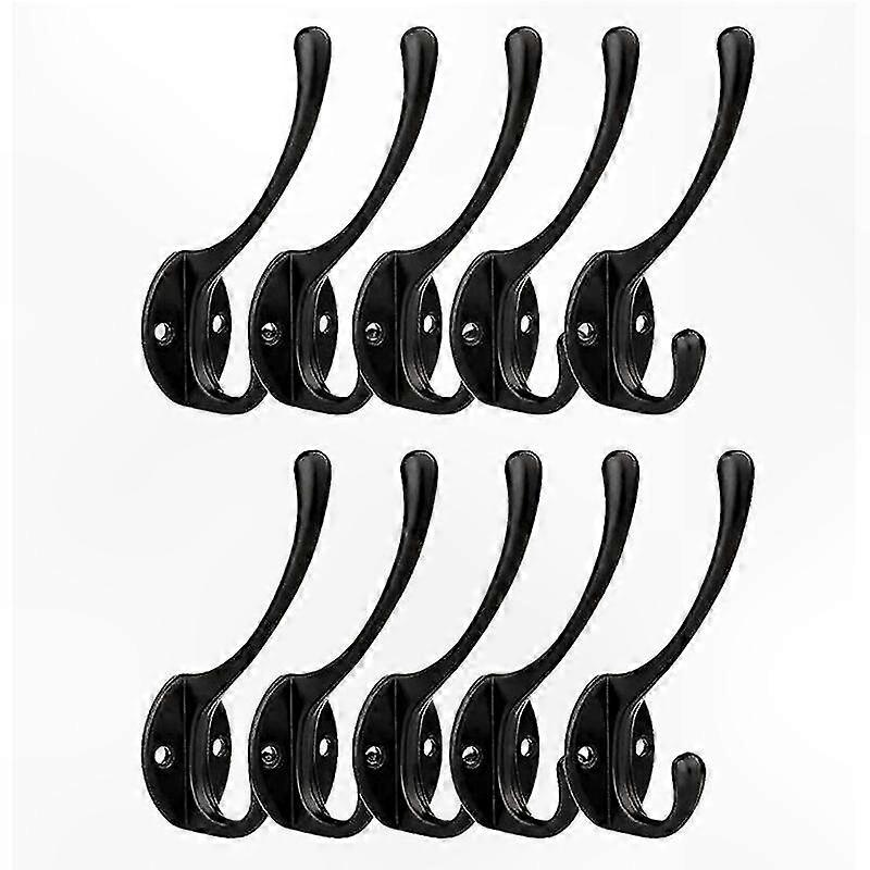 Set Mit 10 Klassischen Wandhaken Für Mäntel, Hüte Und Handtücher – Robustes Metalldesign, Retro-stil, Schwarze Oberfläche