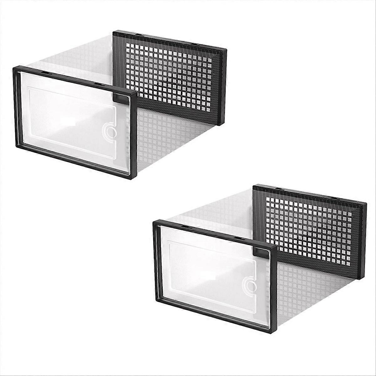 Schwarze, Transparente Und Stapelbare Schuhaufbewahrungsbox, Schuhorganizer, Faltbare Transparente Boxen, Schuhaufbewahrungsset, Schwarz
