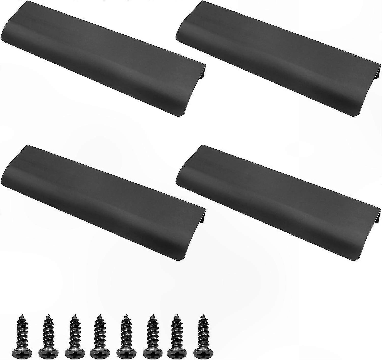 Schwarze Aluminium-möbelgriffe, 4er-set Unsichtbare Griffe Für Küche Und Wohnzimmer (150x40mm)