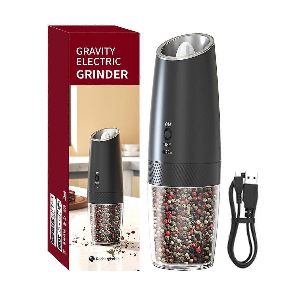 Wiederaufladbare Elektrische Salz- Und Pfefferstreuer, Usb-gewürzmühle, 2er-set, Schwarzes Design, Einstellbarer Mahlgrad, Für Die Küche