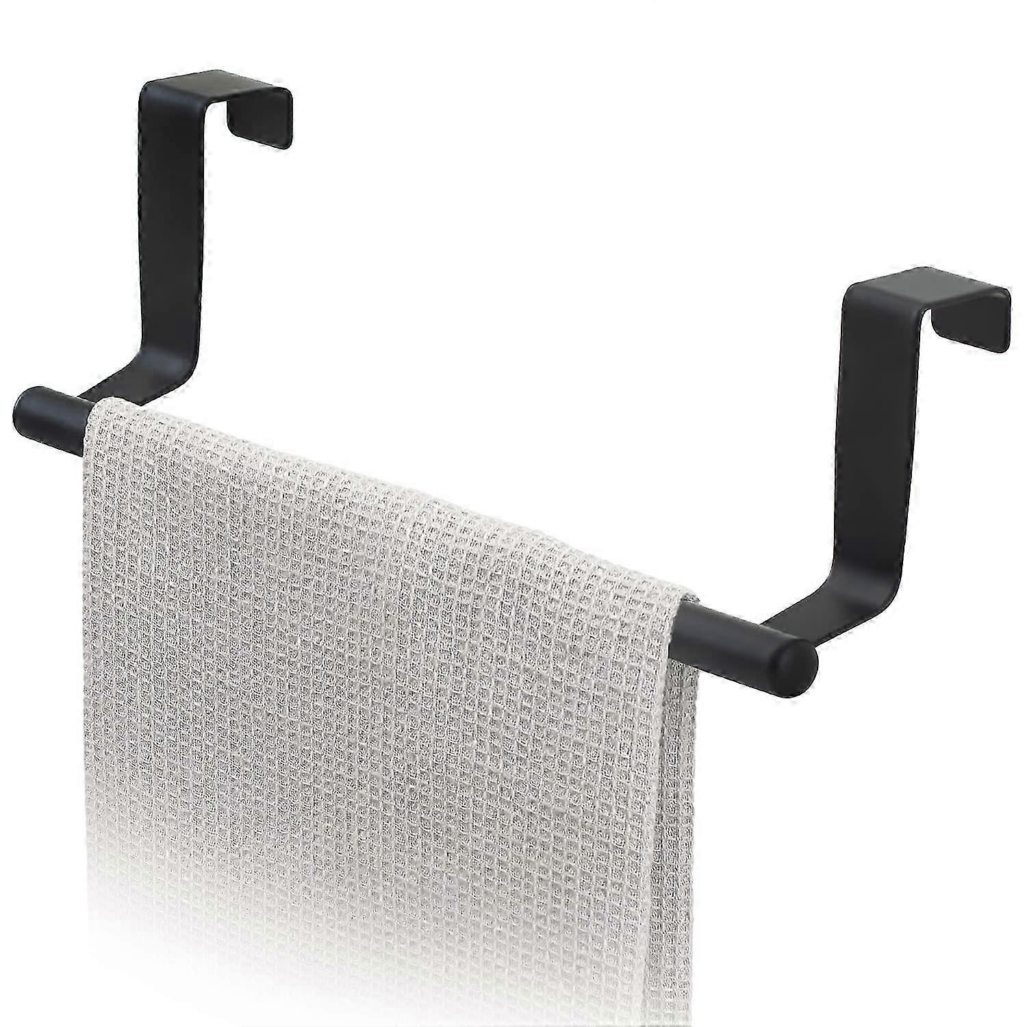Schwarzer, Wandmontierter Küchenhandtuchhalter Aus Edelstahl, Gebürstete Oberfläche, Robuster Handtuchhalter