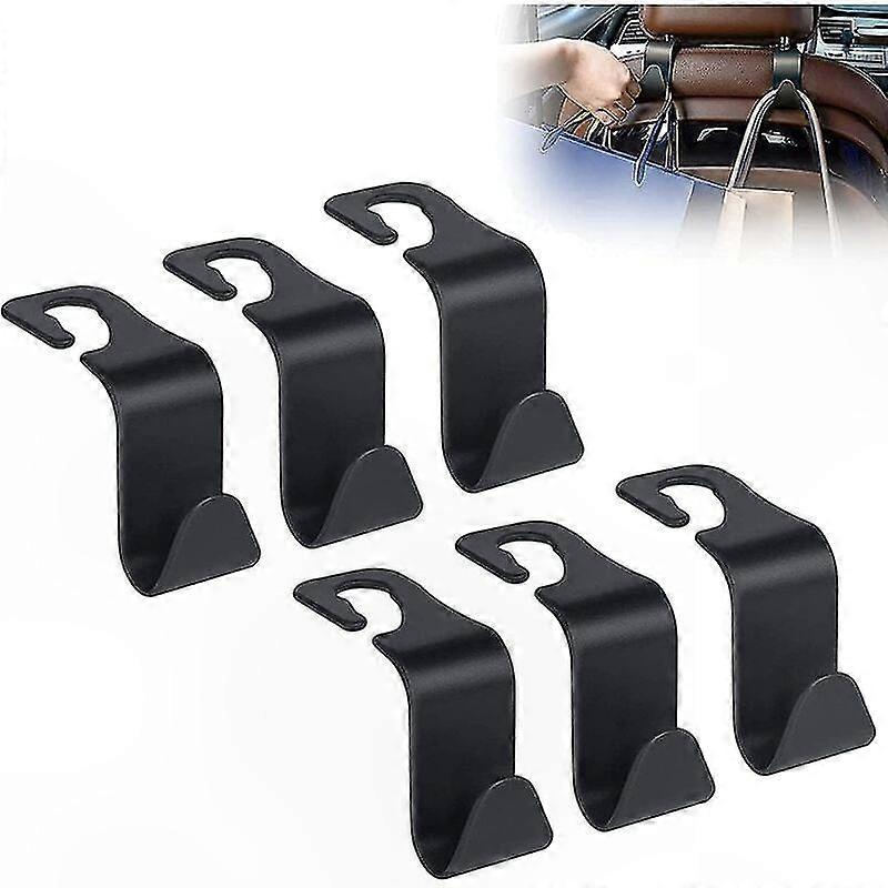 Hochleistungs-autositzhaken, 6er-set, Vielseitige Kopfstützenhalterungen, Robuste Schwarze Auto-organizer-clips, Langlebige Multifunktionshaken.