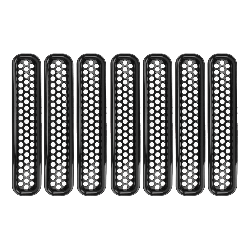 7 Aufsteckbare Frontgrills Aus Schwarzem Gittergewebe Für Jeep Wrangler