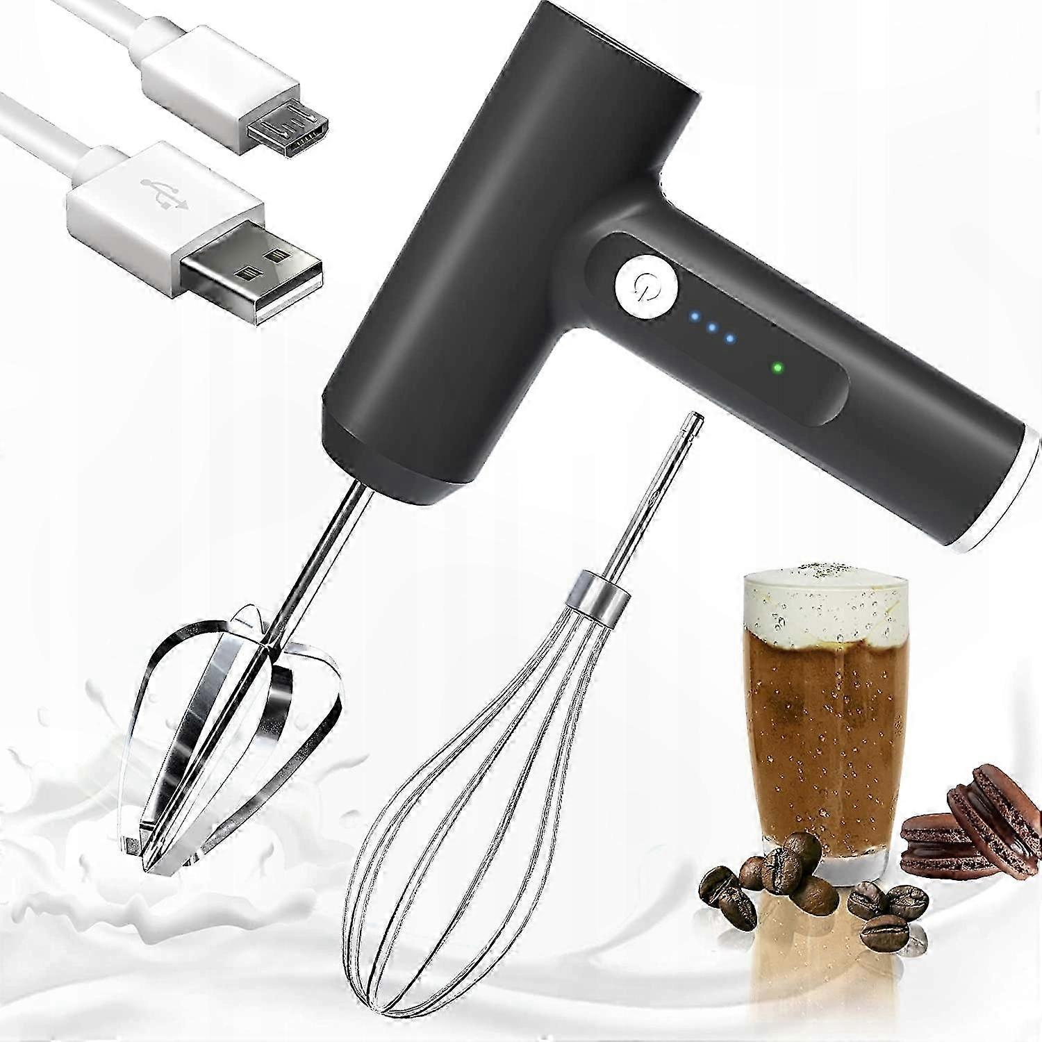 Schwarzer 20-watt-elektromixer, Usb-betrieben, Zum Backen Und Kochen