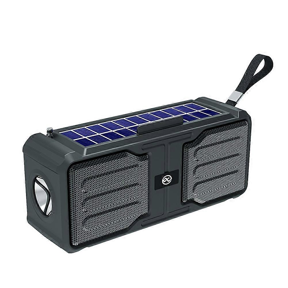 Schwarzer, Wasserdichter Solar-bluetooth-lautsprecher – Stereo-lautsprecher Mit Integrierter Taschenlampe