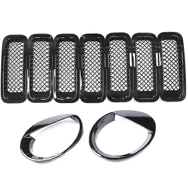 Frontgrill-set (9-teilig) + Scheinwerferabdeckungen Für Ford Patriot, Schwarze Grillblende, Grill-set + Scheinwerferabdeckungen, Suv-zubehör