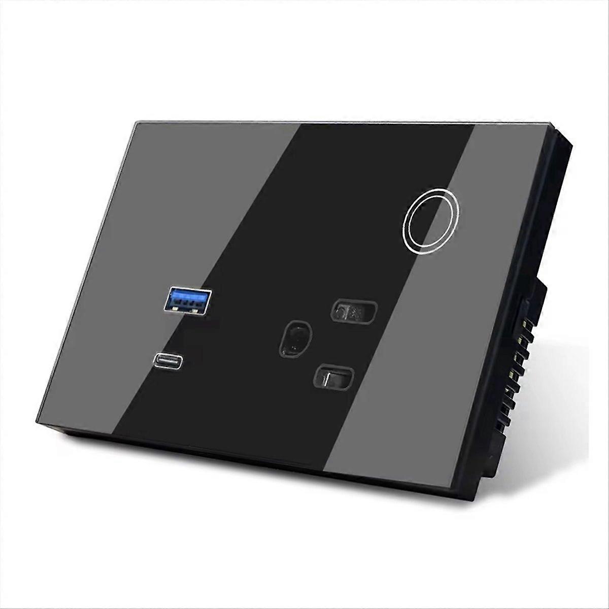 15-a-usb-typ-c-wandsteckdose Mit Schwarzem Eu-stecker, Versenkbares Doppelport-ladegerät, 230-v-netzanschluss, Schnellladefunktion, Moderne Wanddose