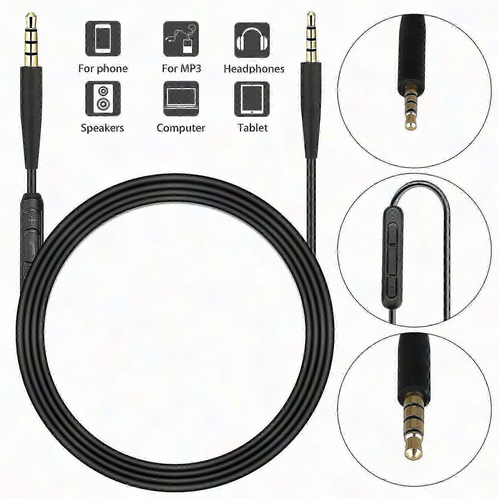Ersatzkabel Kompatibel Mit Bose Soundtrue/soundlink Oe2 – Audiokabel Mit 3,5-mm-klinkenstecker, Schwarz, Für Bose Oe2- Und Soundtrue-kopfhörer