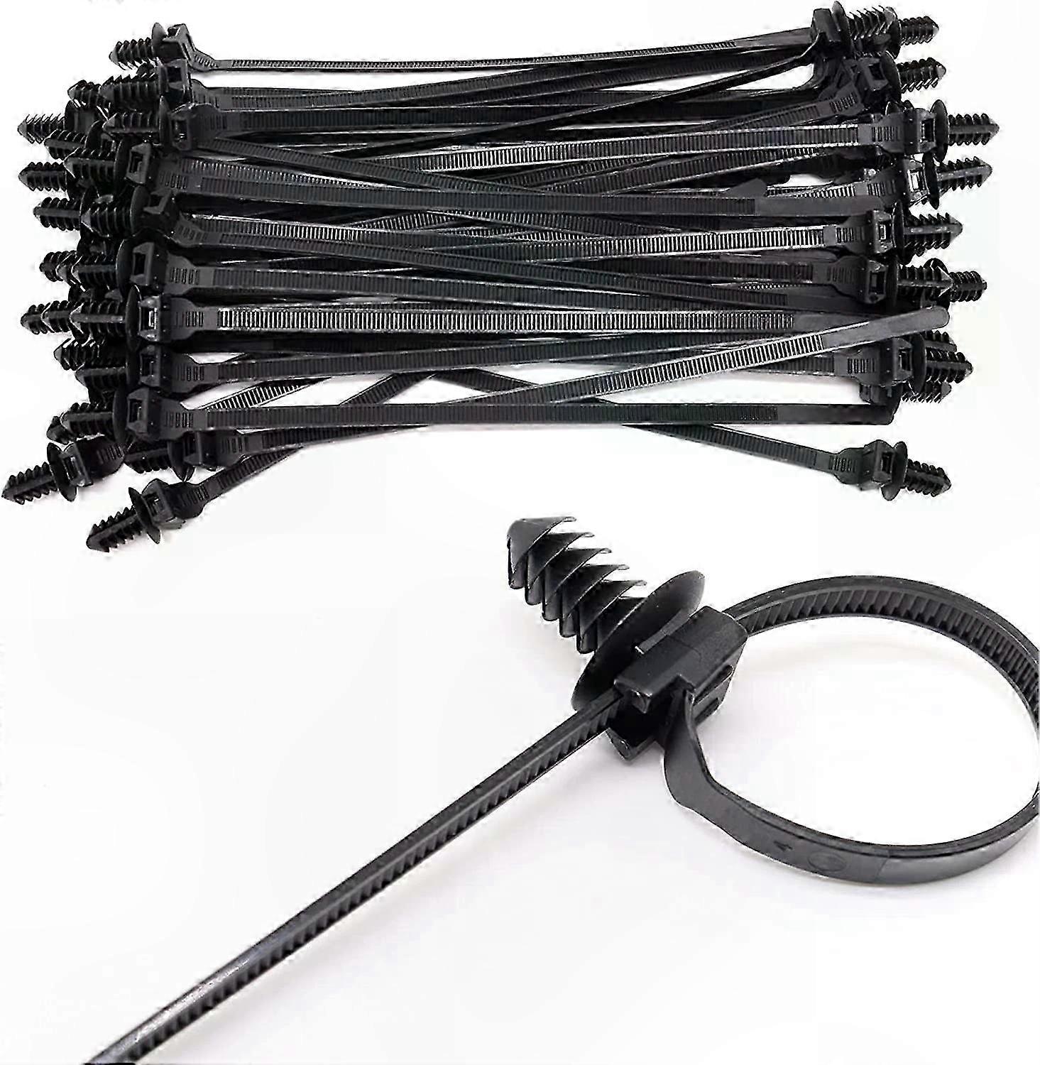 Schwarze, 8 Zoll Lange Kabelbinder Mit Schnappverschluss Und Tannenbaum-clips, 100er-packung Zur Organisation Von Kabeln Und Leitungen