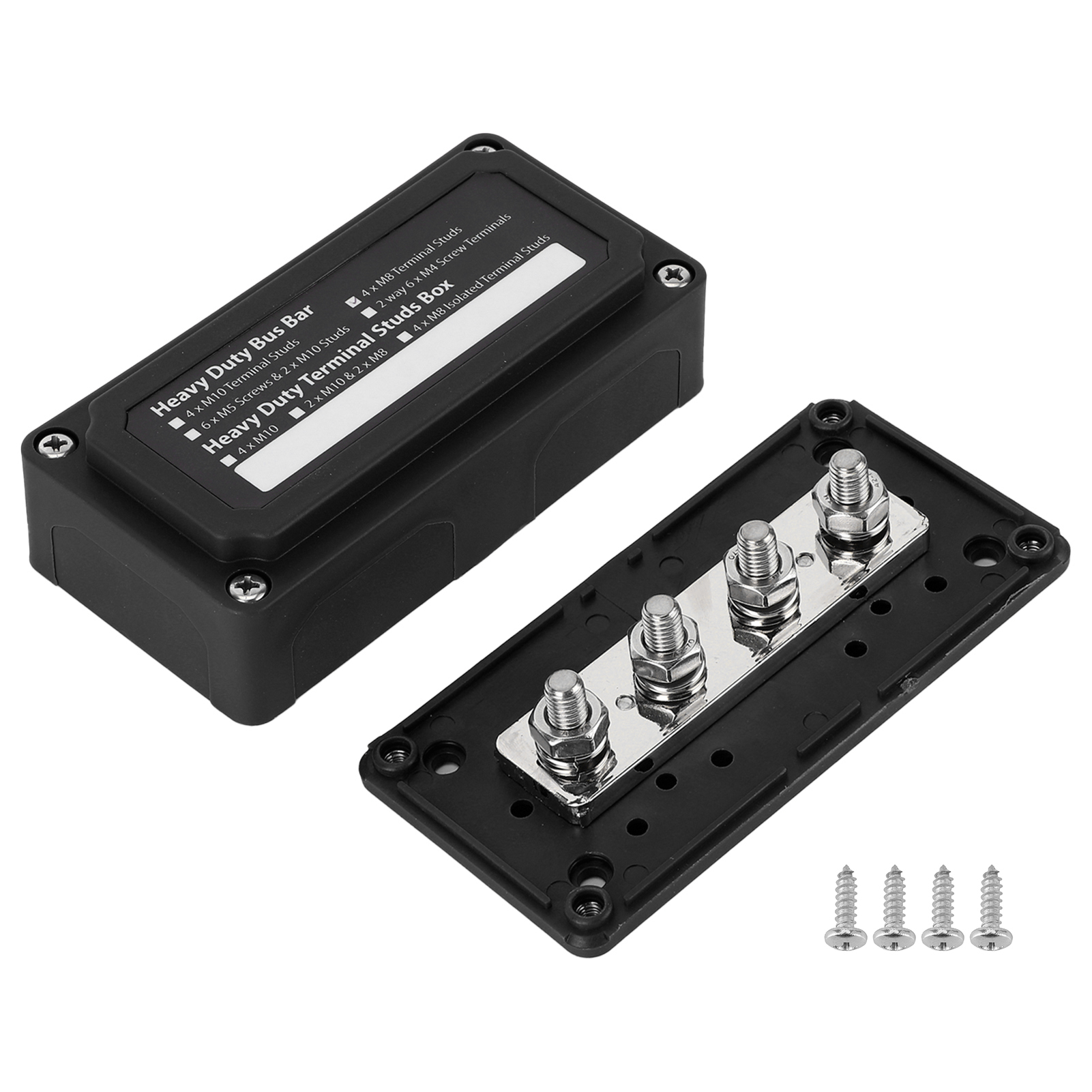 300a 48v Dc 4-poliger Universeller Stromverteilerkasten Für Auto, Boot, Wohnmobil, Schwarz