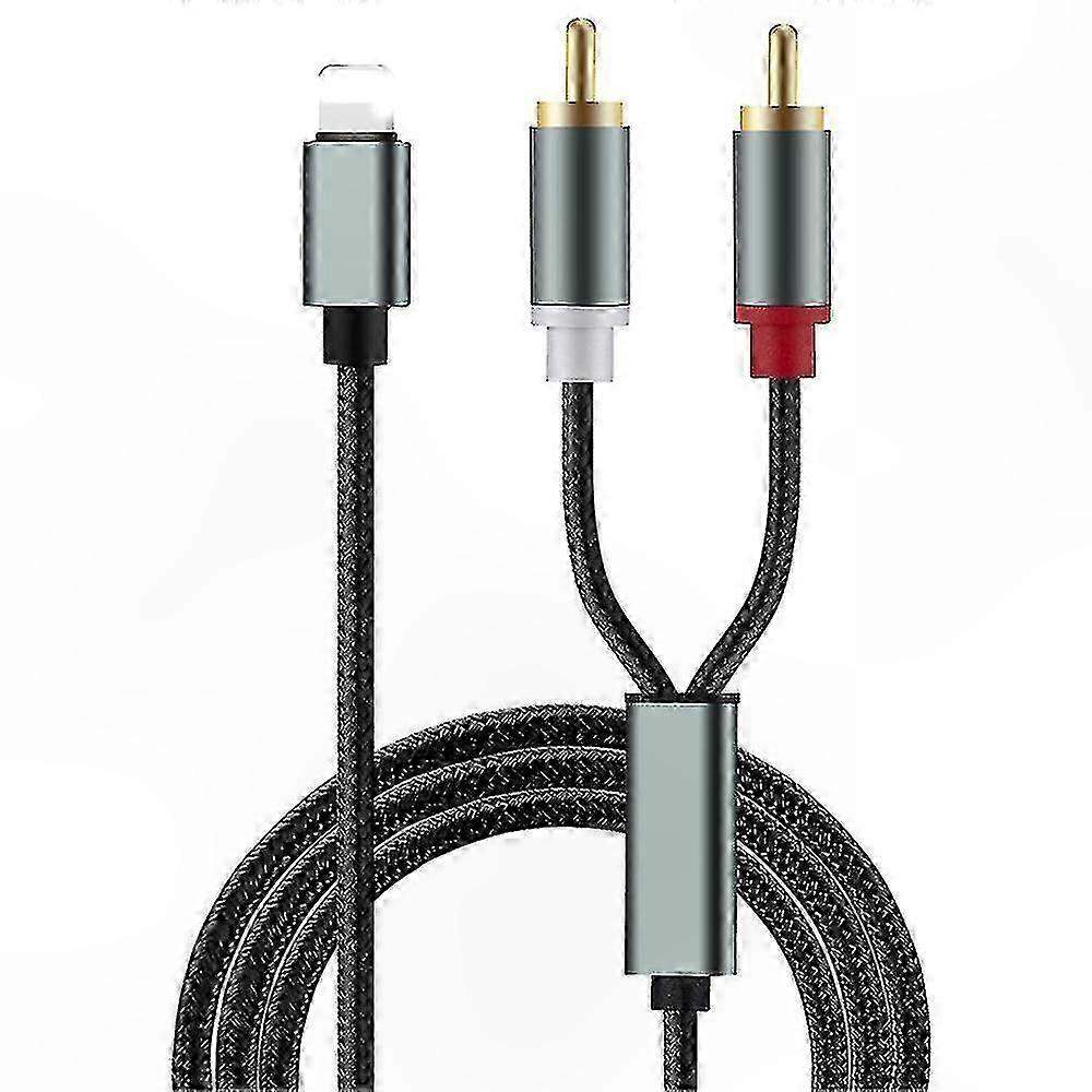 Lightning-auf-cinch-stereo-y-splitter-adapterkabel Für Ios-geräte, Hi-fi-audio, Cinch-anschluss, 3,5-mm-klinkenstecker, Dual-mono-ausgang, Kompatibel Mit Iphone, Ipad Und Ipod, 1 M Länge, Schwarz