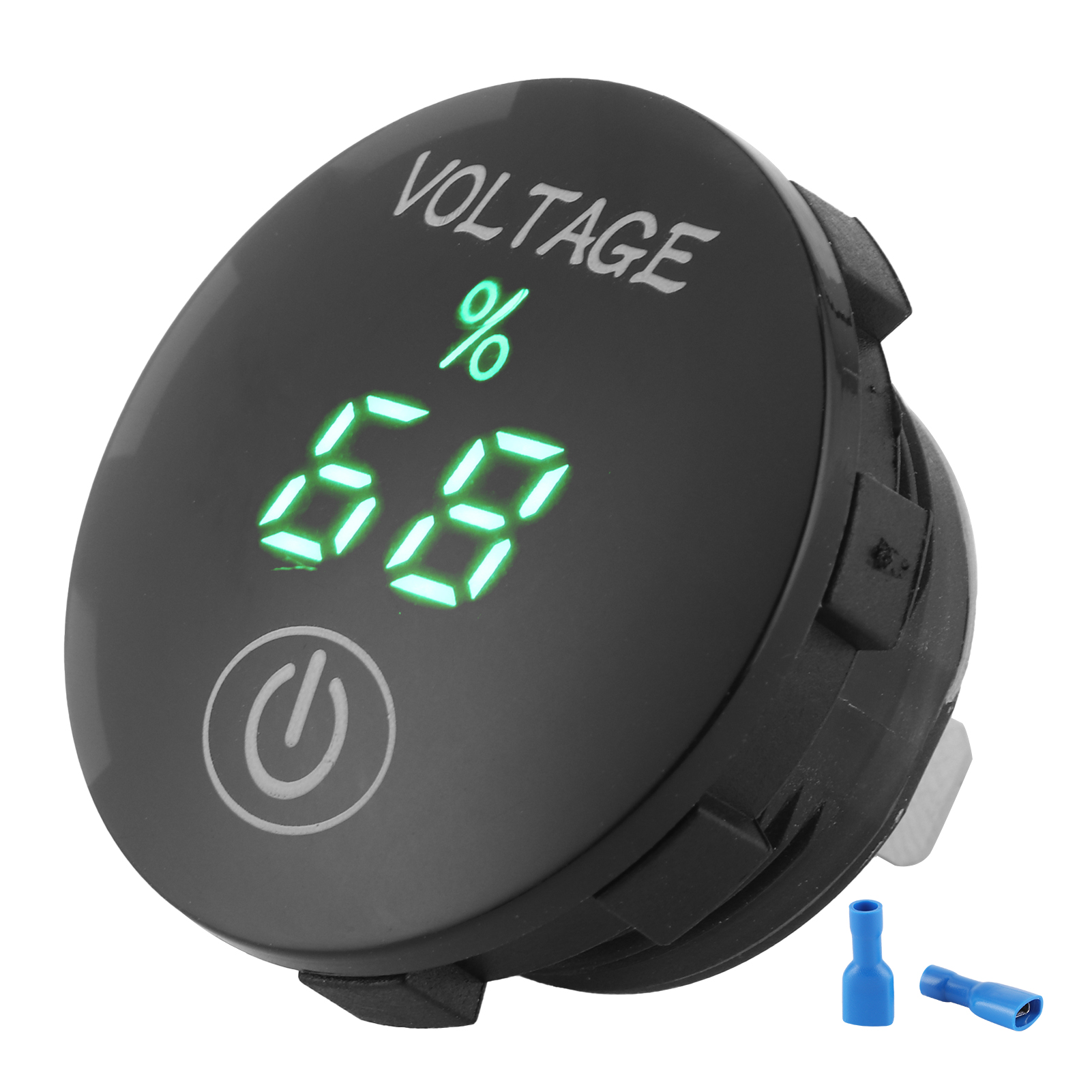 Schwarzes 12v-24v Led-voltmeter Mit Ein-tasten-bedienung Und Universalsensor Für Auto, Lkw, Motorrad, Boot, Atv, Wohnwagen, Traktor