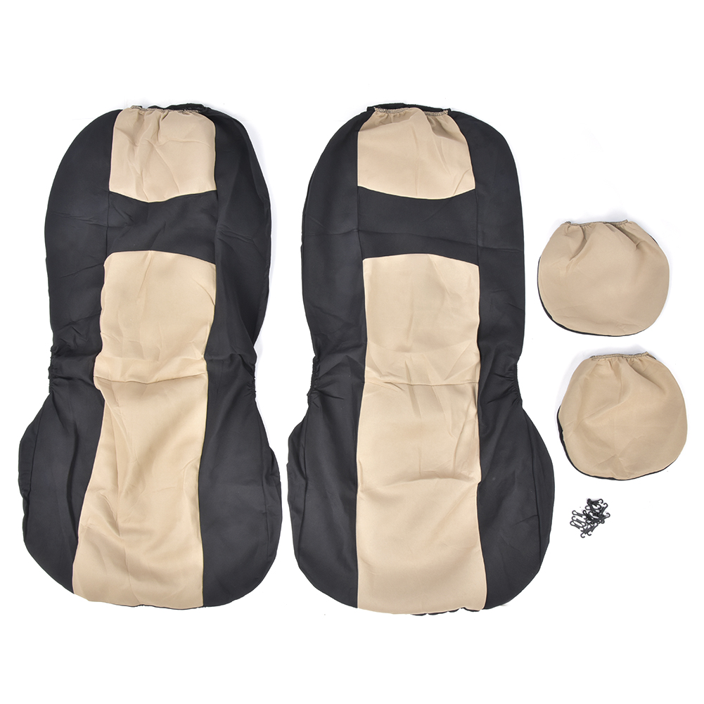 4-teiliges Universelles Autositzbezug-set Für Die Vordersitze, Ganzjahres-innenausstattung, Beige Schwarz