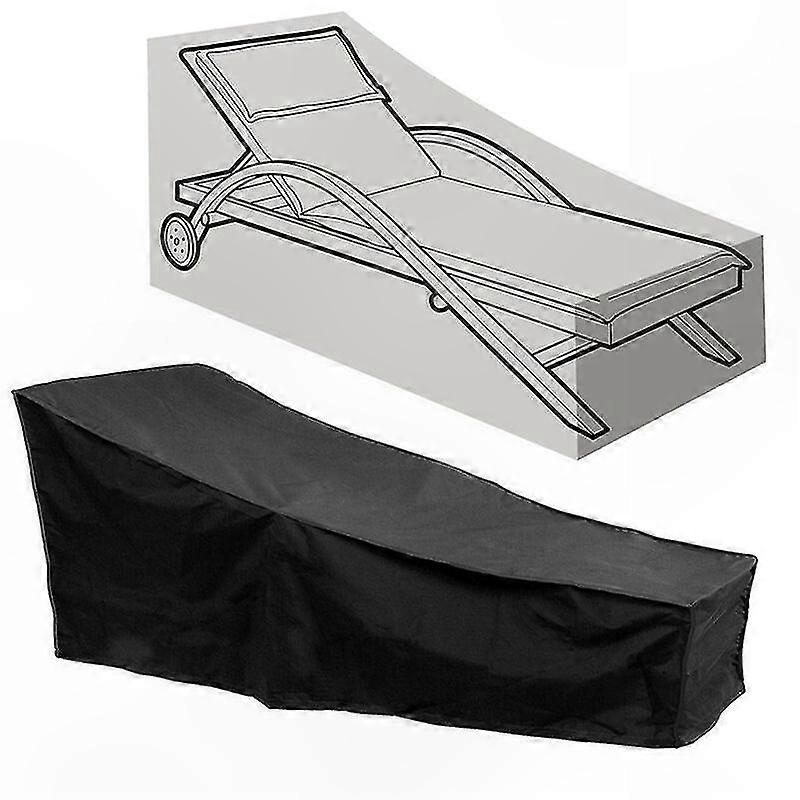 Wasserdichte Und Uv-beständige Schutzhülle Für Sonnenliegen, Winddicht, Format 210x80x40-75cm, 210d Oxford-gewebe, Schwarz, Robuste Und Wasserabweisende Outdoor-sonnenliegenabdeckung.