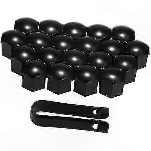 20 Schwarze Radmutternkappen, 21 Mm Universal-radbolzenschutz, Chrom-finish, 20er-packung