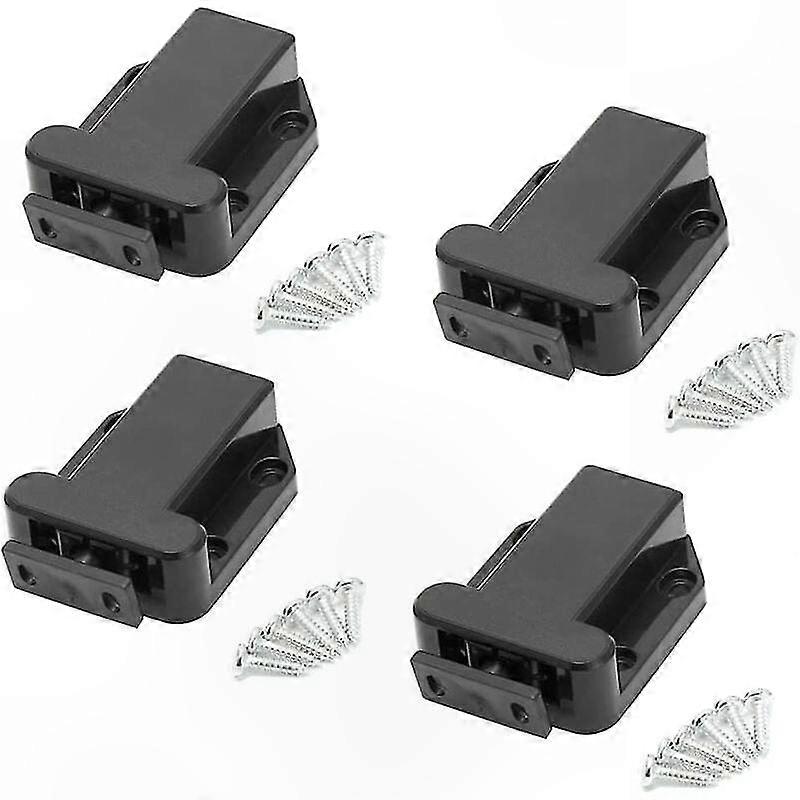 Schwarze Schranktür Mit Touch-verschluss Und Schrauben – 4er-pack Öffnungsmechanismen Für Möbel, Kleiderschränke Und Schubladen, Türgriff Zum Öffnen Per Druckknopf