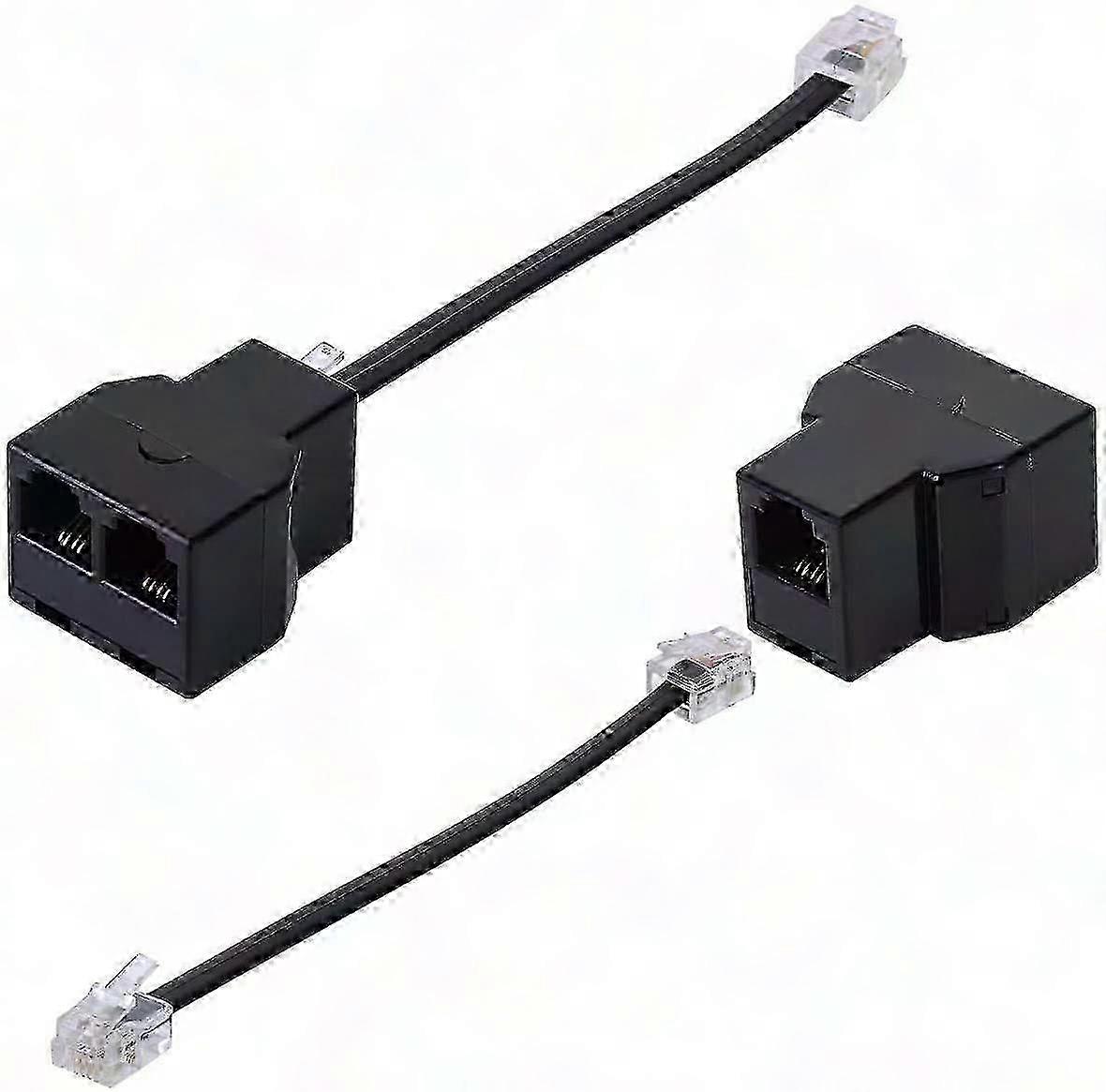 Rj11 Telefon-splitter, 2er-pack, Schwarz, Festnetzadapter
