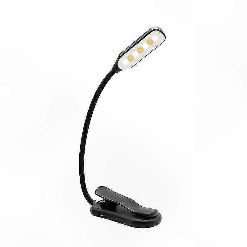 Schwarze, Wiederaufladbare Led-schreibtischlampe Mit Usb-anschluss Und Klemme, 7 Leds Zum Lesen Von Büchern, Augenschutz Für Schüler Und Studenten, Tragbare Lernlampe Zum Anklemmen