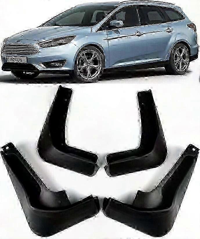 Komplettes Set Spritzschutz Und Schmutzfänger Für Ford Focus Mk3 Kombi 2012-2018, Vordere Und Hintere Schmutzfänger, 4-teiliges Set, Robustes Schwarz, Ideales Außenzubehör.