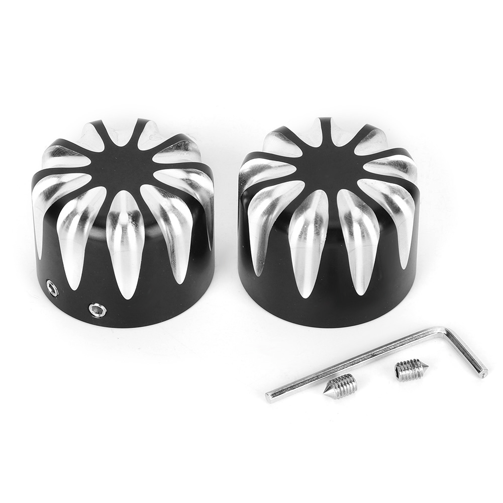 2 Stück Schwarze Cnc-gefräste Vorderachskappen Aus Aluminiumlegierung Für Motorräder, Ziermuttern, Kompatibel Mit Tri Glide