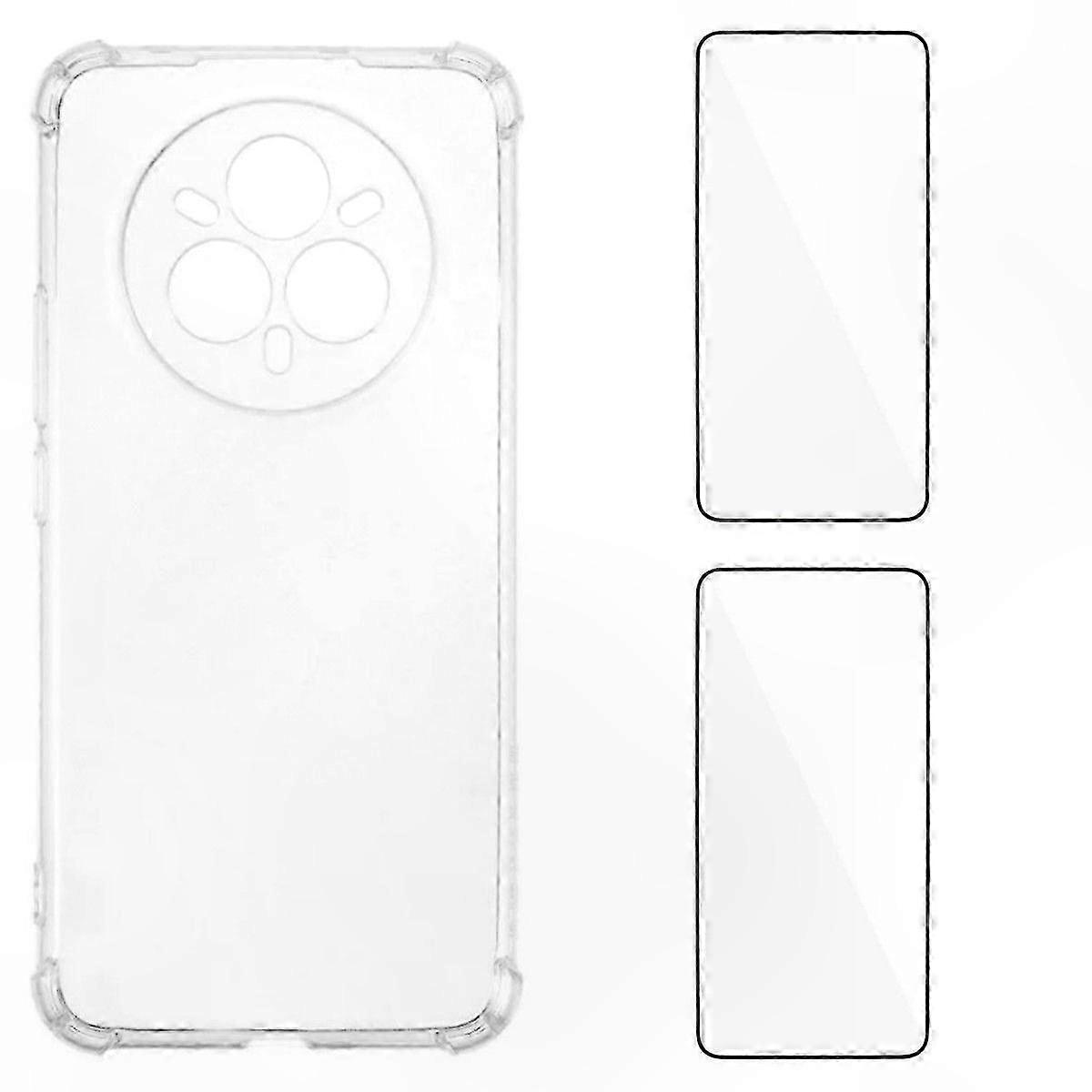 Extrem Widerstandsfähige Tpu-hülle Für Realme 14 Pro+ 5g, Inklusive 2 Displayschutzfolien Aus Gehärtetem Glas, 1,5 Mm Schutz, Transparent Und Schlank