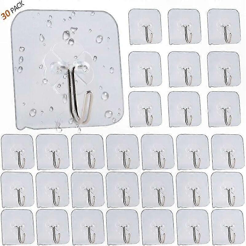 Transparente Klebehaken Für Küchen- Und Badezimmerhandtücher, 30er-packung, Kein Bohren Erforderlich, Für Den Innenbereich, Feuchtigkeitsbeständig, Wandmontierter Handtuchhalter, Vielseitiger Halter,