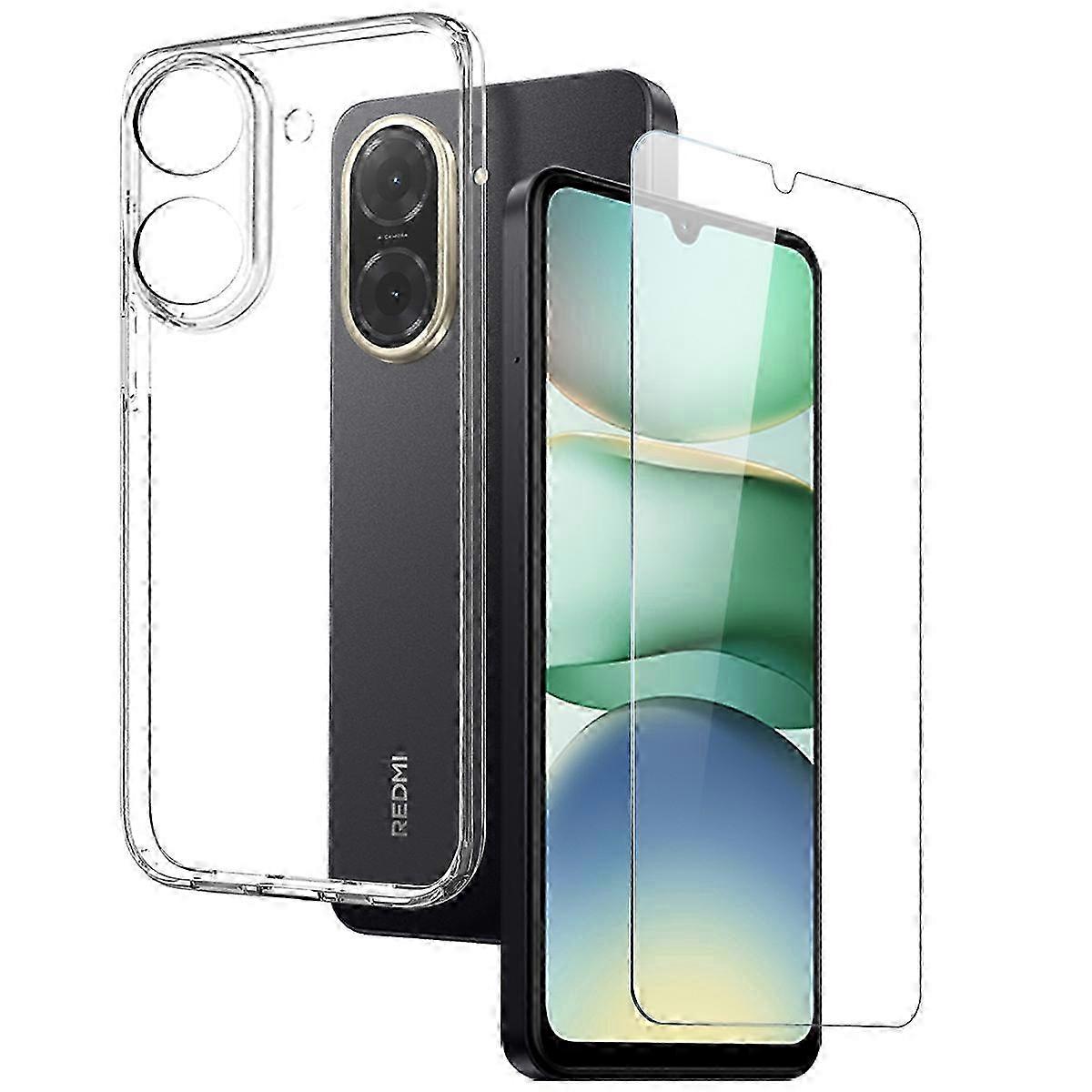 Transparente, Weiche Tpu-hülle Mit Gehärtetem Glas Für Redmi A5 4g / Poco C71 4g, Vollständiger Stoßschutz