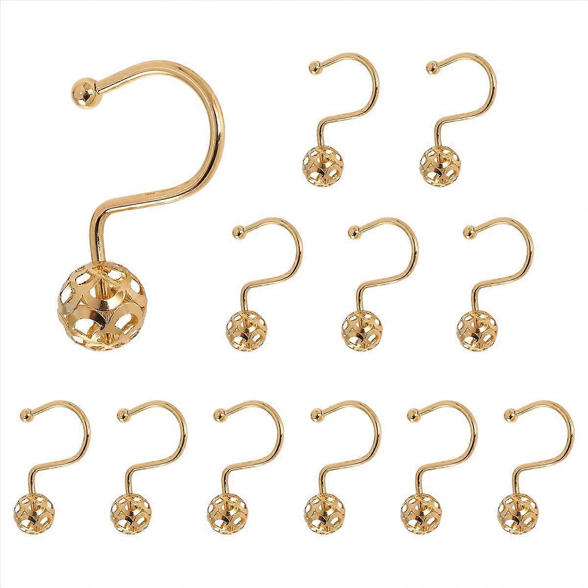 Goldene Duschvorhanghaken, Set Mit 12 Metallringen Für Das Badezimmer, Dekorativ Und Robust.