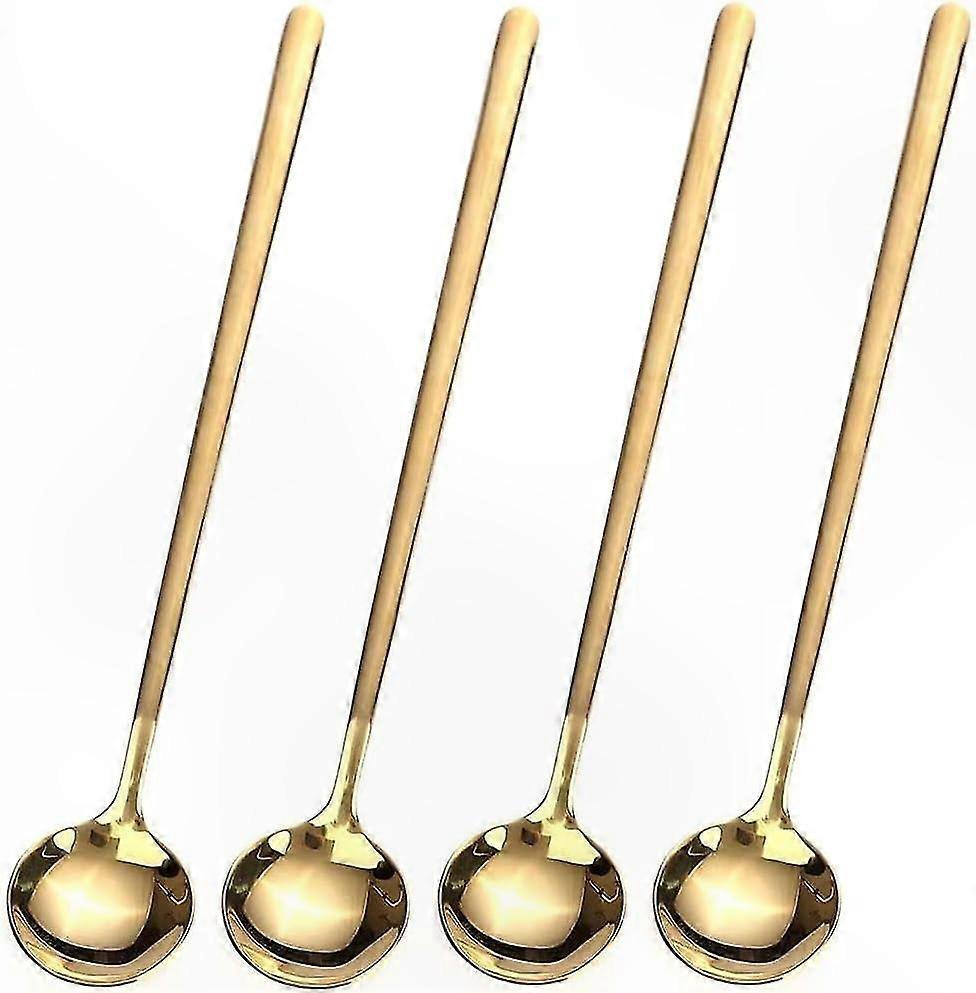 Langstielige Rührlöffel, 4er-set, 17 Cm, Vergoldet, Für Tee, Kaffee Und Kaltgetränke, Ideal Für Eistee Und Andere Zwecke
