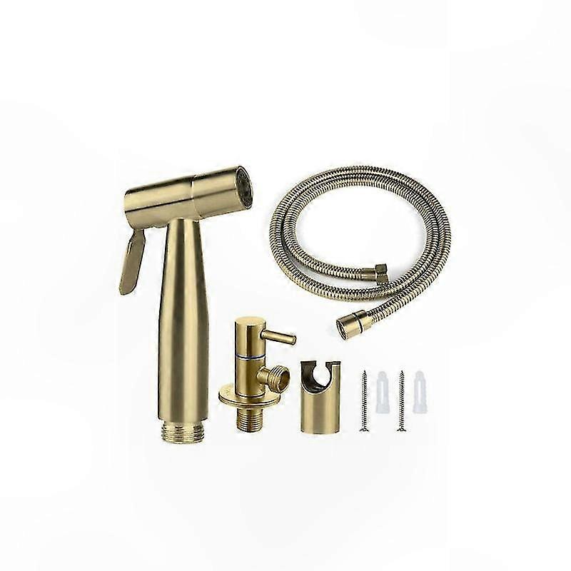 Set Aus Wc-brauseköpfen Aus Gebürstetem Edelstahl In Goldoptik, Wc-brausekopf Mit Wasserhahnanschluss, Badezimmer-brauseset