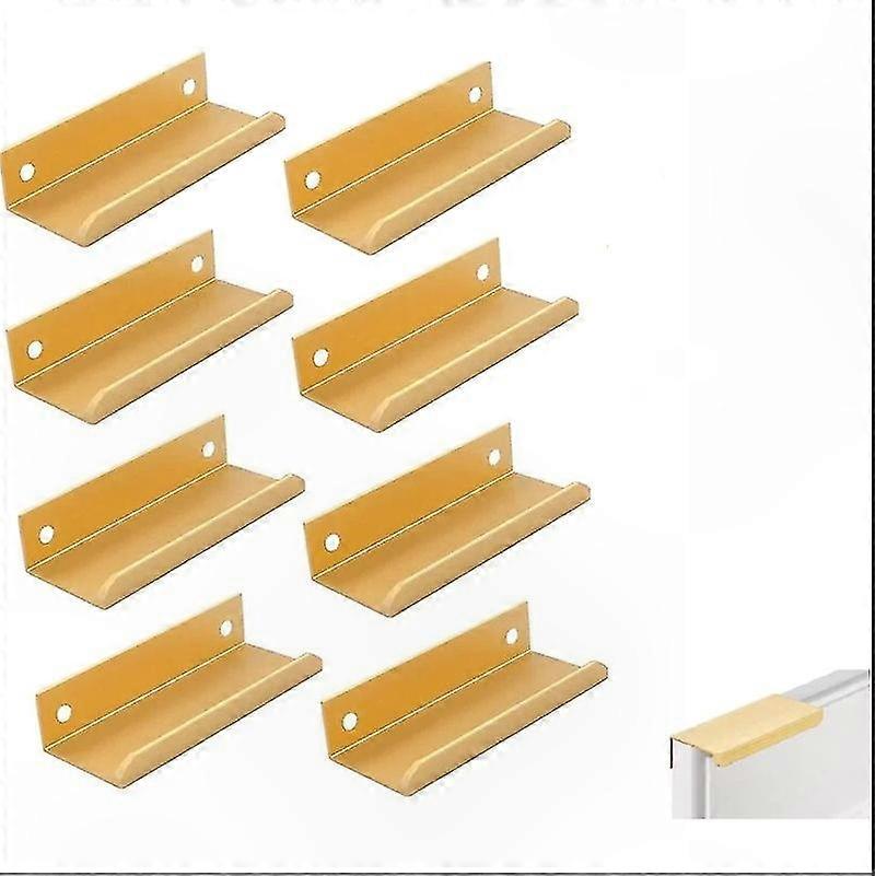 Set Mit 8 Eingelassenen Schrankgriffen, Modernen Schubladengriffen, Küchenaccessoires Aus Goldfarbenem Aluminium, Hochwertige Beschläge, 120-mm-modell.