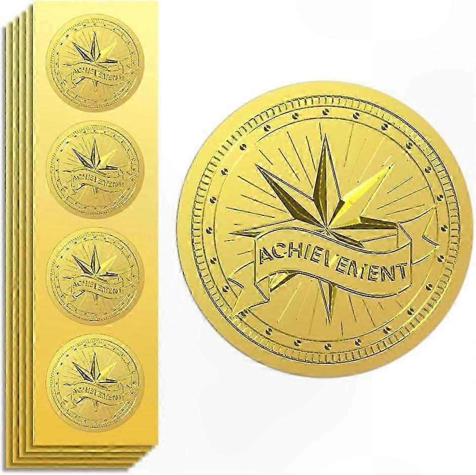 Goldene Selbstklebende Medaillen 5 Cm, 100 Stück Metallische Folienklebesiegel Für Urkunden, Auszeichnungen Und Ehrungen, Dekorative Papierstern-etiketten.