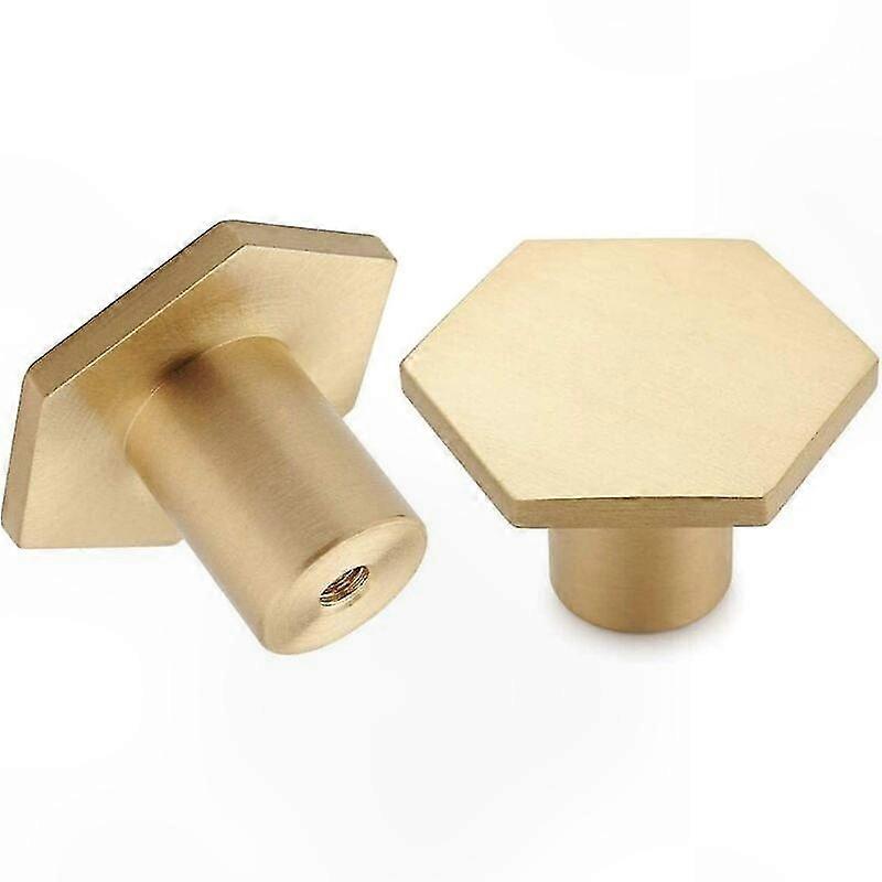 10 Sechseckige Möbelgriffe In Goldoptik, Schubladenknöpfe Aus Gebürstetem Messing Für Kommoden, Badezimmer, Küchen Und Schränke, 34 X 20 Mm