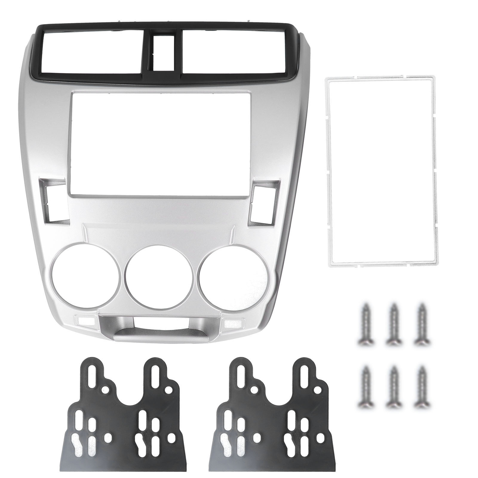 2-din-autoradio-blende Mit Gps-navigation, Silber, Kompatibel Mit Honda City 2008-2013