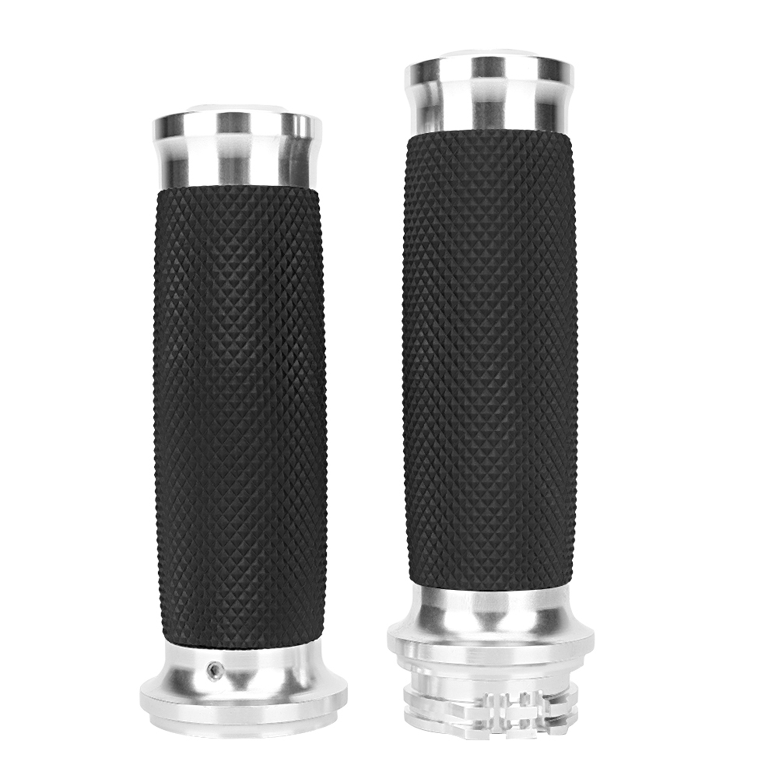 Universelle Motorradgriffe 25 Mm Aluminium + Rutschfester Gummigriffüberzug Silber (1 Paar)