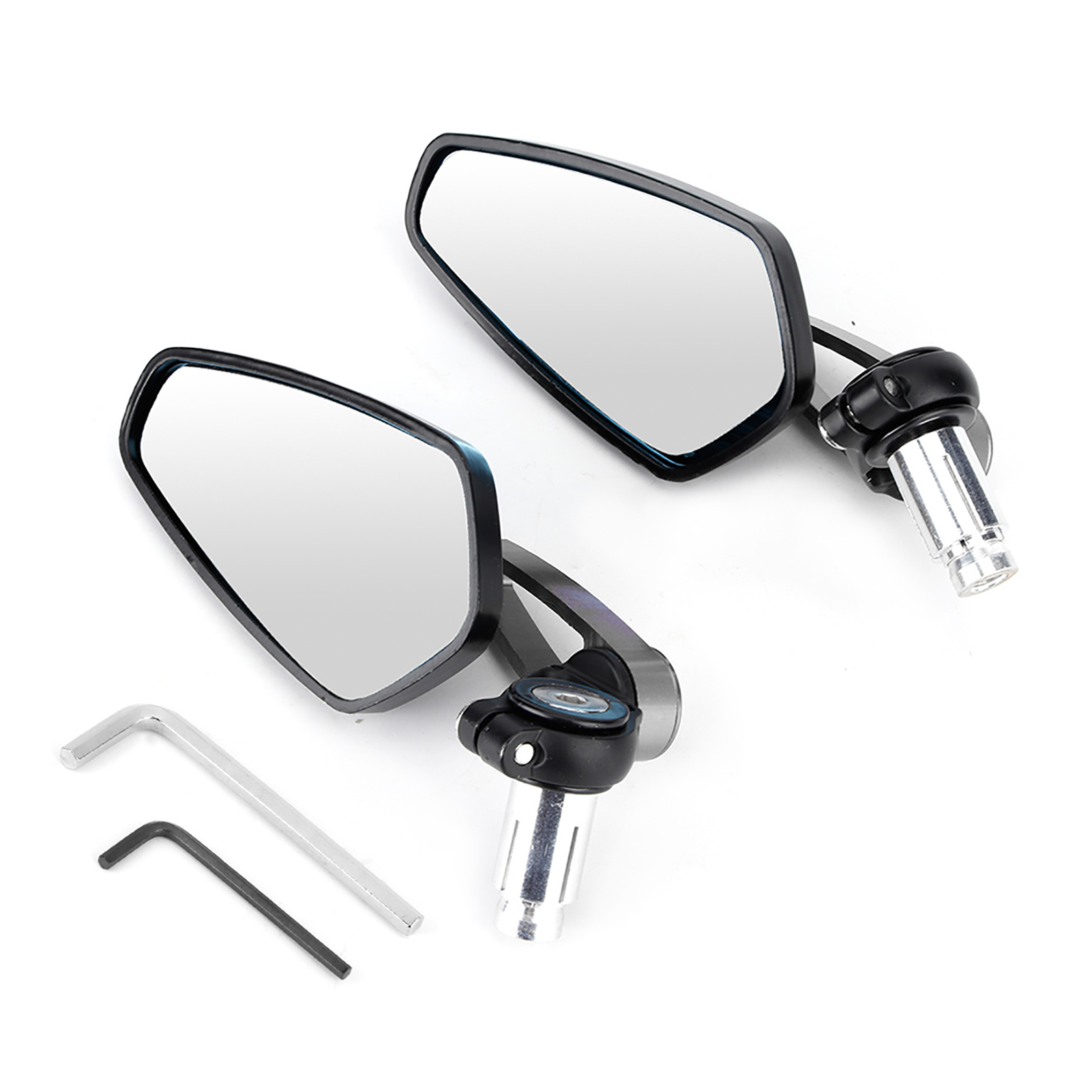 2 Cnc-gefräste Motorradspiegel Aus Aluminium, Flache Seitenspiegel, Silbernes Zubehör