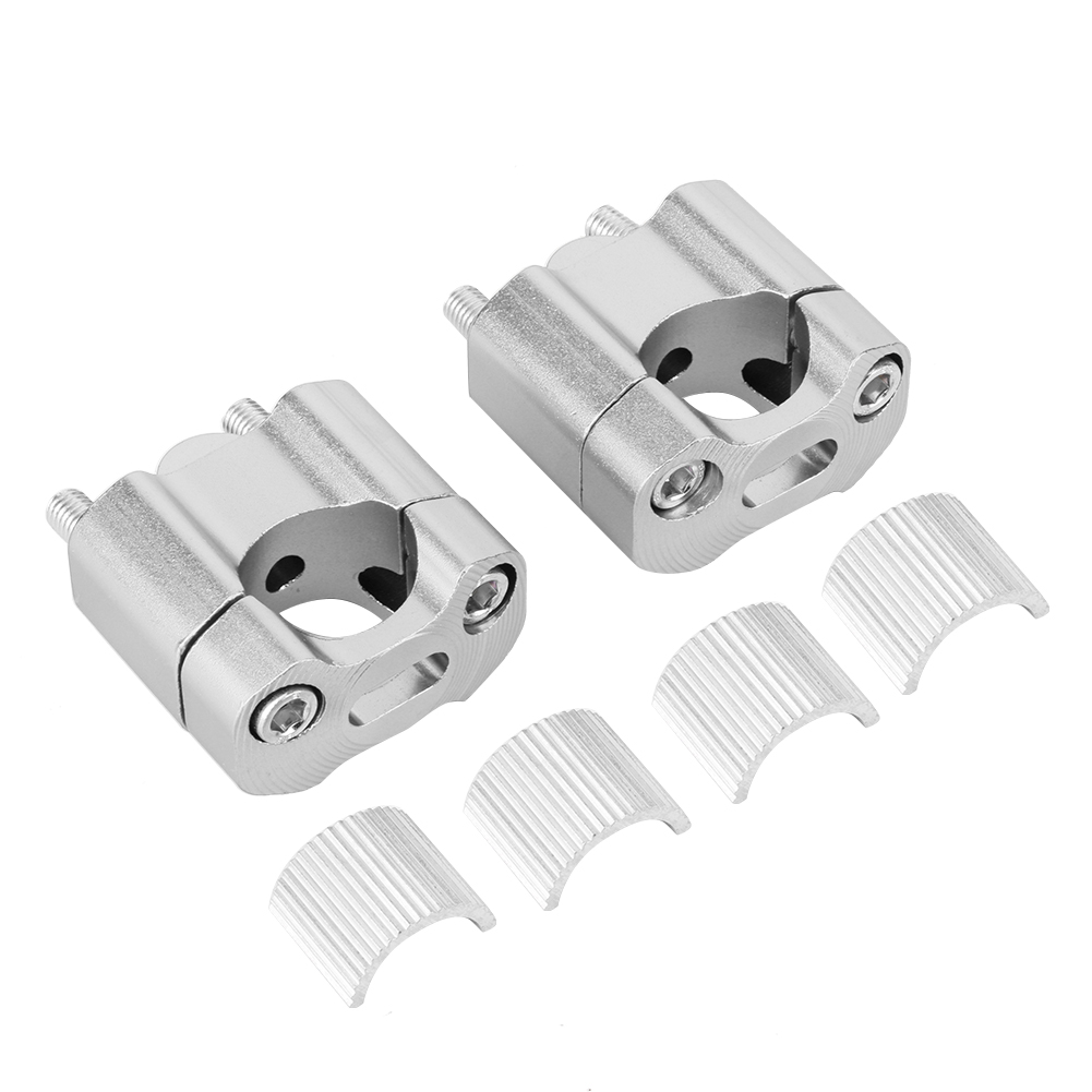 Paar Cnc-gefräste Aluminium-motorradlenkerhalterungen 22 Mm/28 Mm 1/8 Zoll 7/8 Zoll – Silberner Riser-adapter