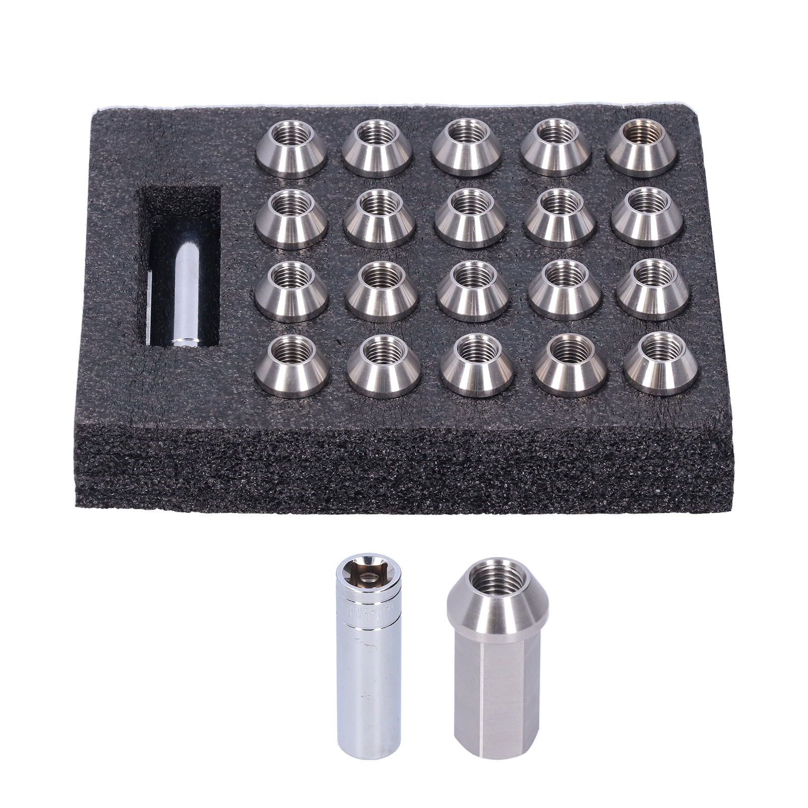 20 Radmuttern Aus Edelstahl T304, Gewinde M12x1,5, 45,7 Mm Hoch, Silberfarben, Für Fahrzeugmodifikationen, 20er-packung